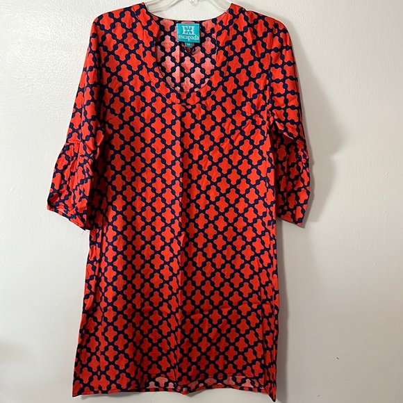 escapada Dresses & Skirts - Escapada Orange & Navy 3/4 Bell Sleeve Dress